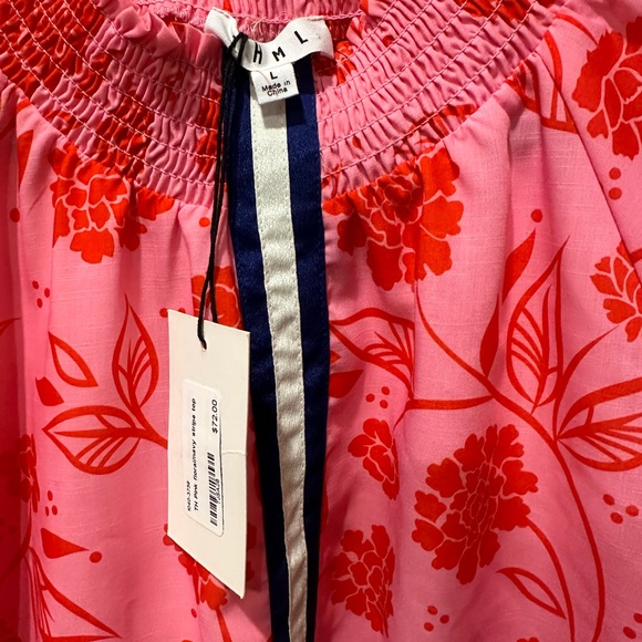 THML Floral Pink and Red Blouse NWT stripe trendy - Picture 3 of 7